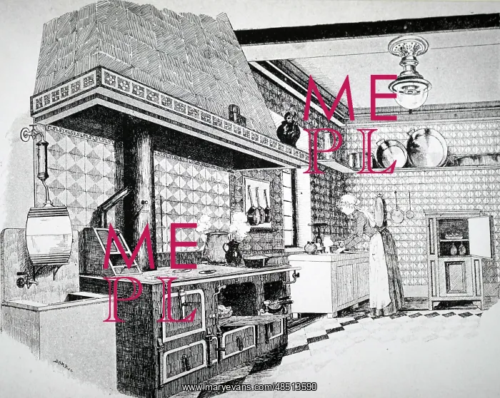 : An engraving depicting Parisiene's model kitchen : An engraving depicting Parisiene's model kitchen