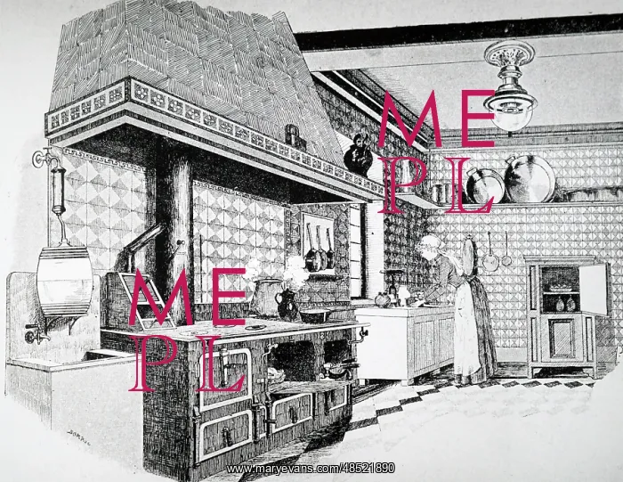 : An engraving depicting Parisiene's model kitchen : An engraving depicting Parisiene's model kitchen
