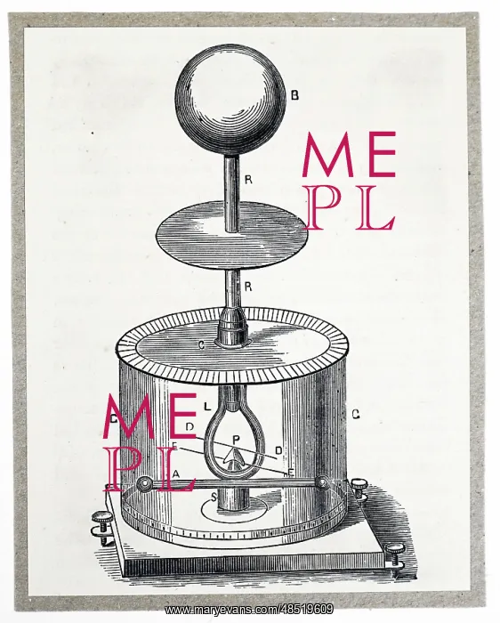 : Engraving depicting a Peltier electrometer : Engraving depicting a Peltier electrometer