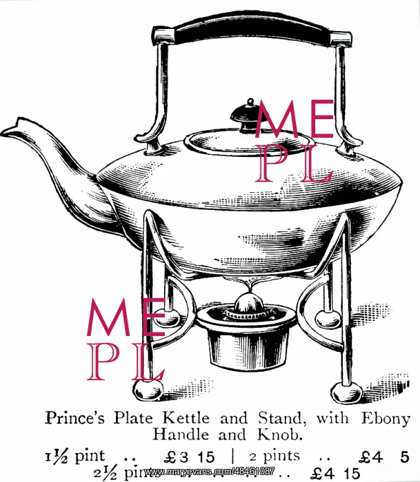 : An engraving depicting a plated tea kettle : An engraving depicting a plated tea kettle