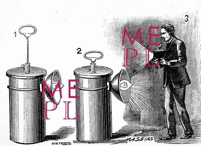 : Engraving depicting a portable electric light : Engraving depicting a portable electric light