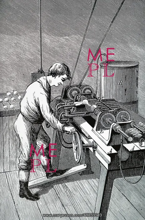 : Engraving depicting the process of blowing glass bulbs : Engraving depicting the process of blowing glass bulbs