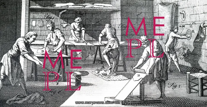  : Engraving depicting the process of currying hides