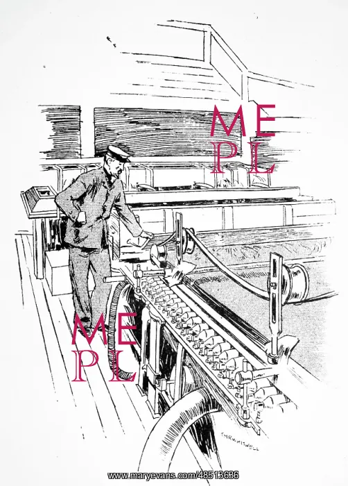 : Engraving depicting the process of papermaking : Engraving depicting the process of papermaking