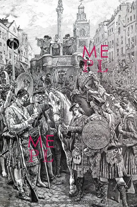 : An engraving depicting the proclamation of the : An engraving depicting the proclamation of the