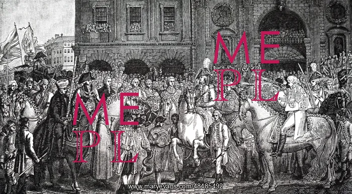 : An engraving depicting the proclamation of the : An engraving depicting the proclamation of the