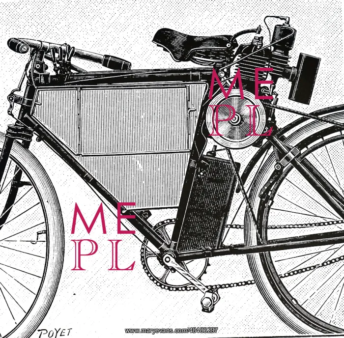 : An engraving depicting Ridel's motorcycle : An engraving depicting Ridel's motorcycle