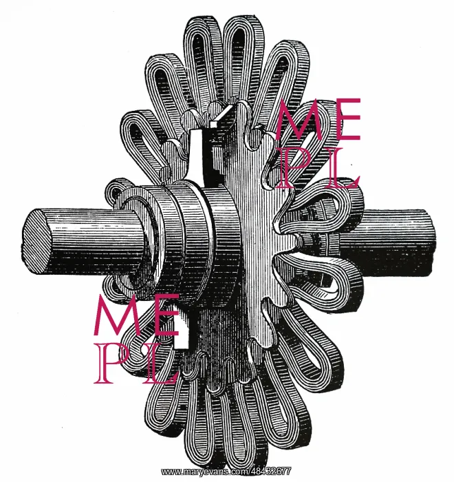 : Engraving depicting the rotor of a Ferranti-Thomson : Engraving depicting the rotor of a Ferranti-Thomson