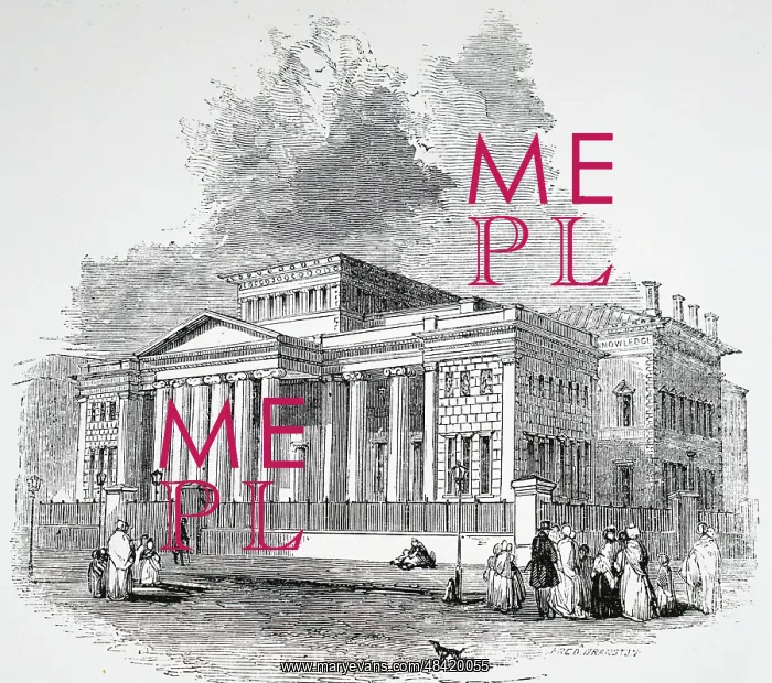 : An engraving depicting the Royal Institution and : An engraving depicting the Royal Institution and