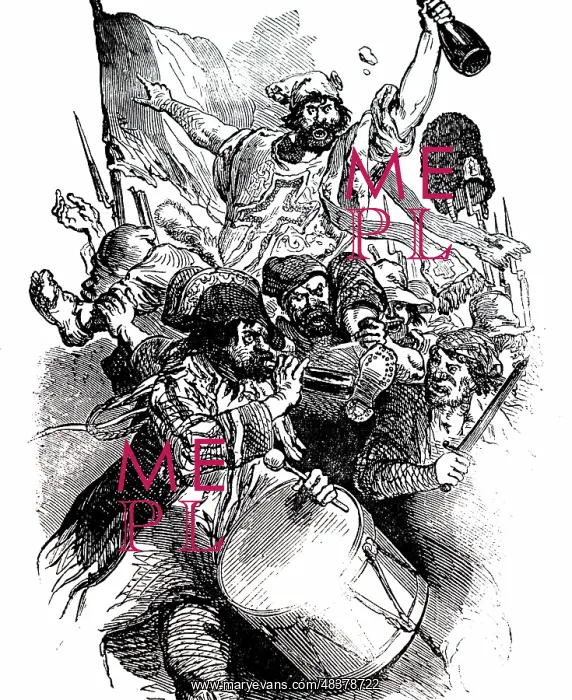 : An engraving depicting a scene during the French : An engraving depicting a scene during the French