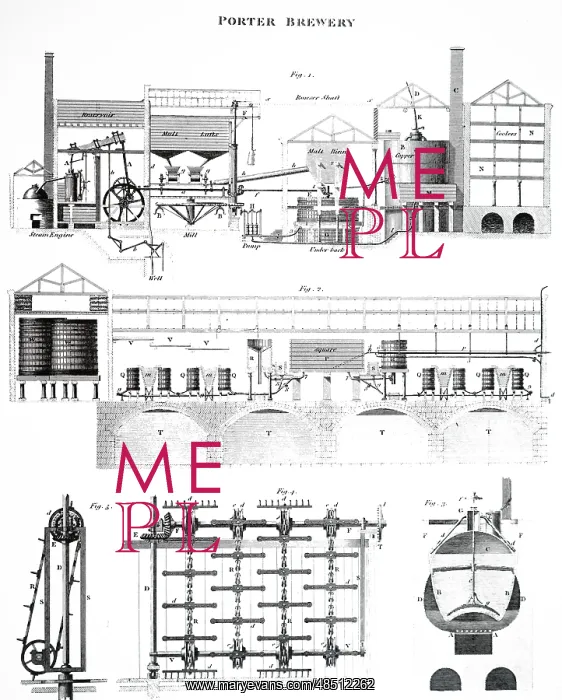 : An engraving depicting a sectional view of a porter brewery : An engraving depicting a sectional view of a porter brewery