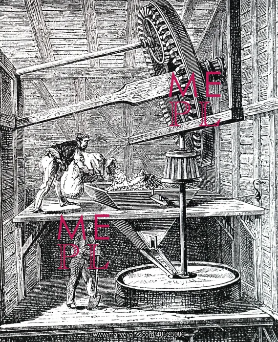: An engraving depicting a sectional view of a windmill : An engraving depicting a sectional view of a windmill