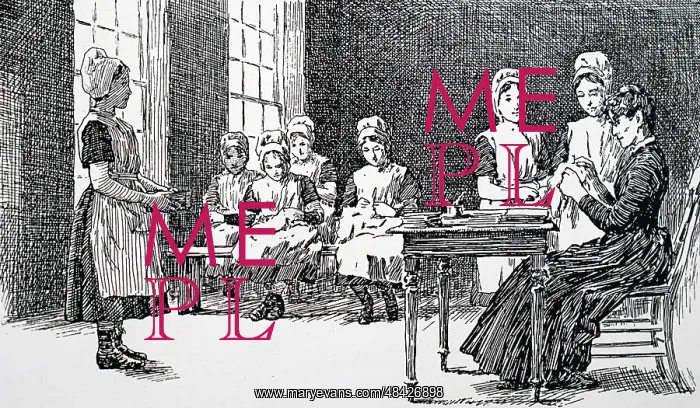 : Engraving depicting a sewing class at the Ladies : Engraving depicting a sewing class at the Ladies
