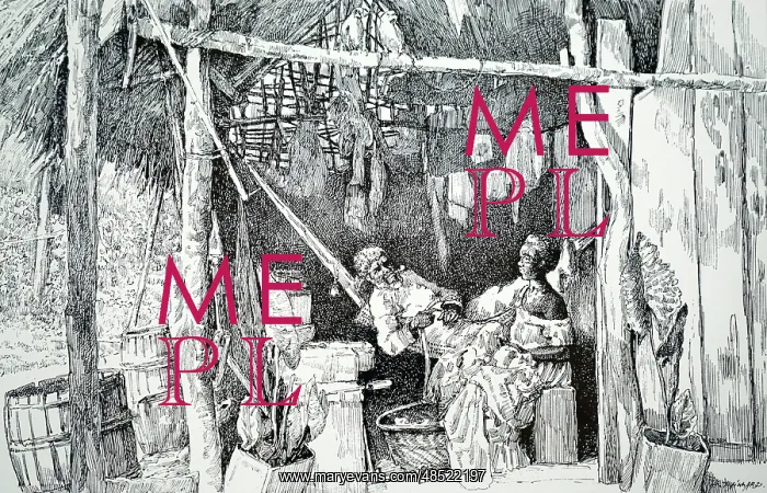 : Engraving depicting a shack of a native rubber collector : Engraving depicting a shack of a native rubber collector