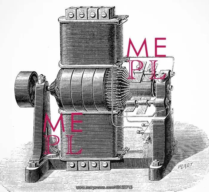  : Engraving depicting Siemens dynamo with Dolgorouki engine