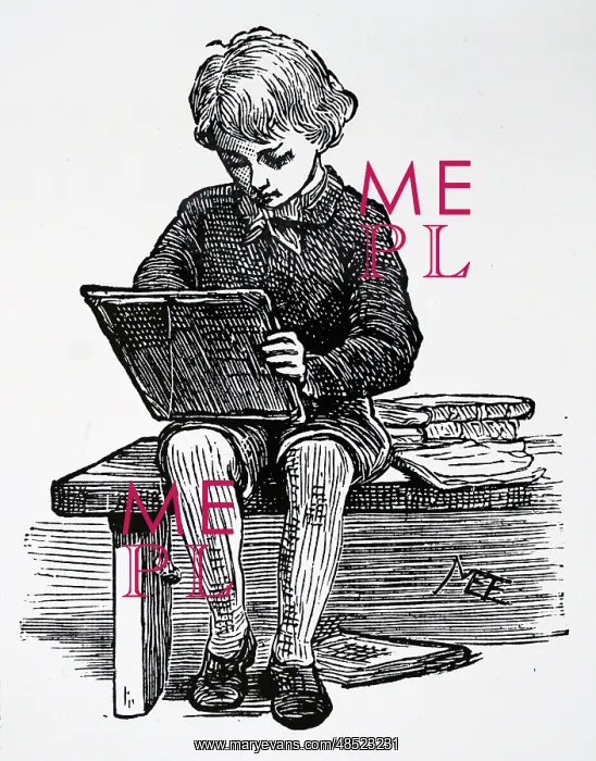 : Engraving depicting a small boy writing on a slate