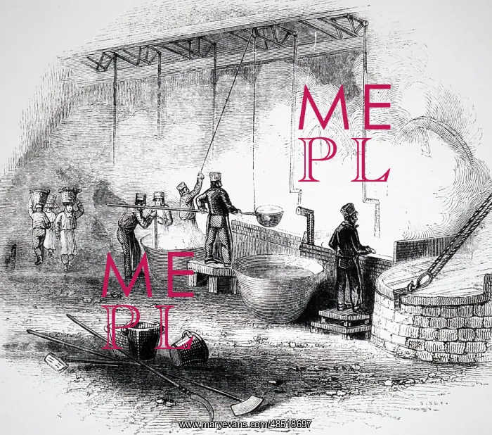 : An engraving depicting soap boilers at work : An engraving depicting soap boilers at work