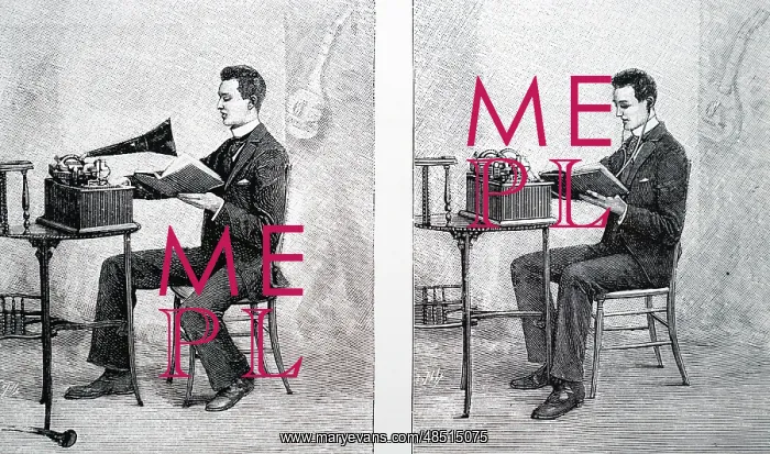  : Engraving depicting a student using an Edison phonograph