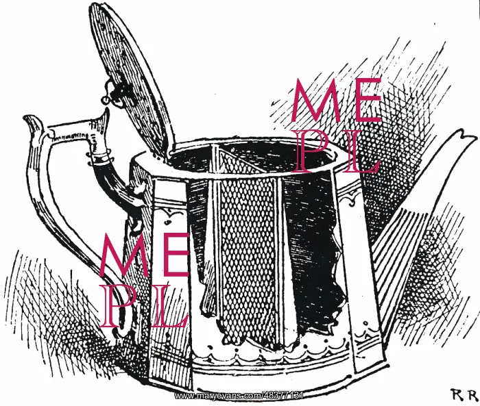 : An engraving depicting a teapot divided into two : An engraving depicting a teapot divided into two
