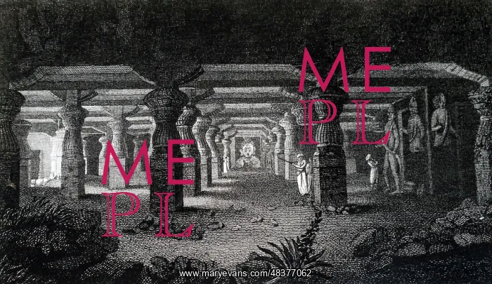 : An engraving depicting the Temple of Elephanta : An engraving depicting the Temple of Elephanta