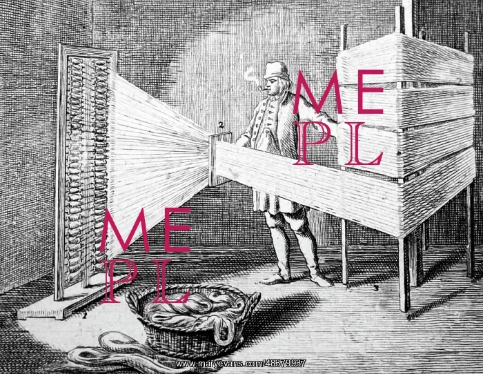: Engraving depicting the transferring of thread : Engraving depicting the transferring of thread