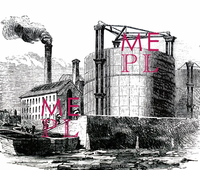 : An engraving depicting the unloading of coal barges : An engraving depicting the unloading of coal barges