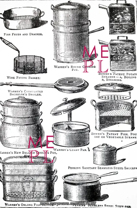 : An engraving depicting various pans : An engraving depicting various pans