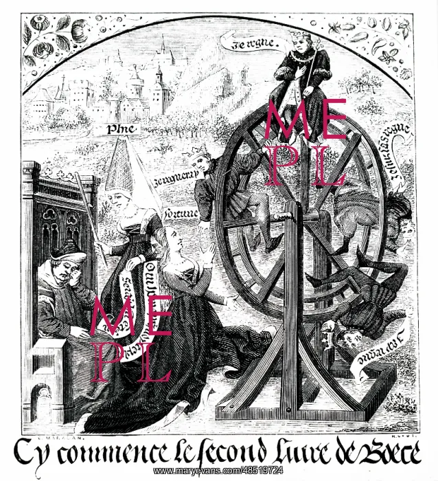 : Engraving depicting the Wheel of Fortune : Engraving depicting the Wheel of Fortune