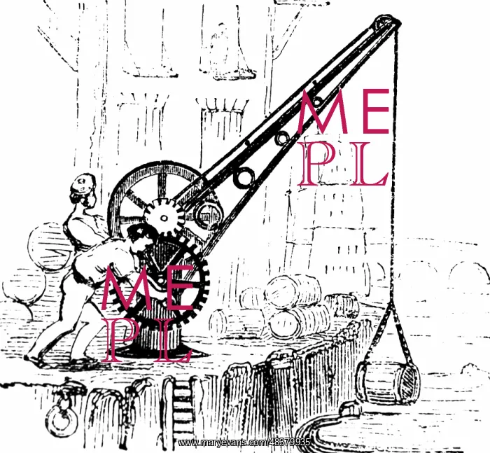 : Engraving depicting a wheel and pinion crane : Engraving depicting a wheel and pinion crane