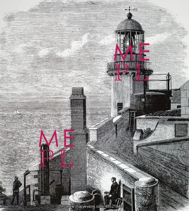 : An engraving depicting Wicklow Head lighthouse : An engraving depicting Wicklow Head lighthouse