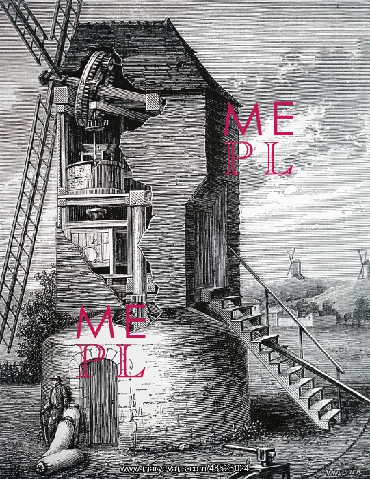: An engraving depicting a windmill : An engraving depicting a windmill