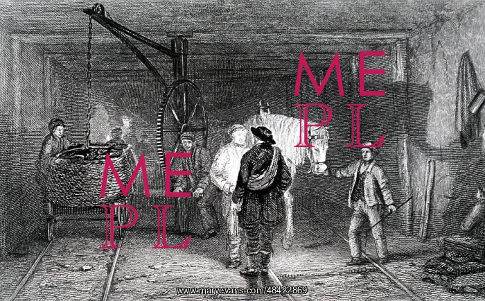 : Engraving depicting workmen loading baskets (corves) : Engraving depicting workmen loading baskets (corves)