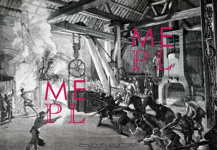 : Engraving depicting workmen removing a large piece : Engraving depicting workmen removing a large piece