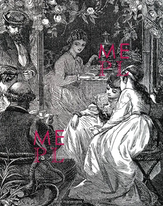 : An engraving depicting a young lady officiating : An engraving depicting a young lady officiating