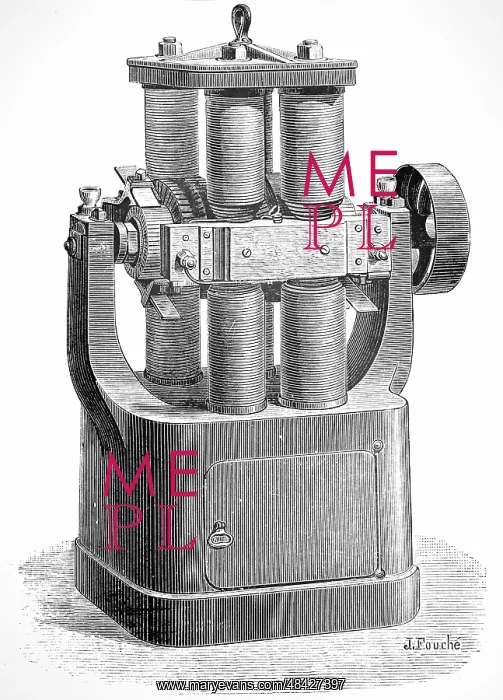 : Engraving depicting Zenobe Gramme's generator : Engraving depicting Zenobe Gramme's generator