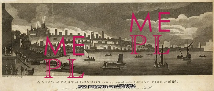 : Engraving of the Great Fire of London : Engraving of the Great Fire of London