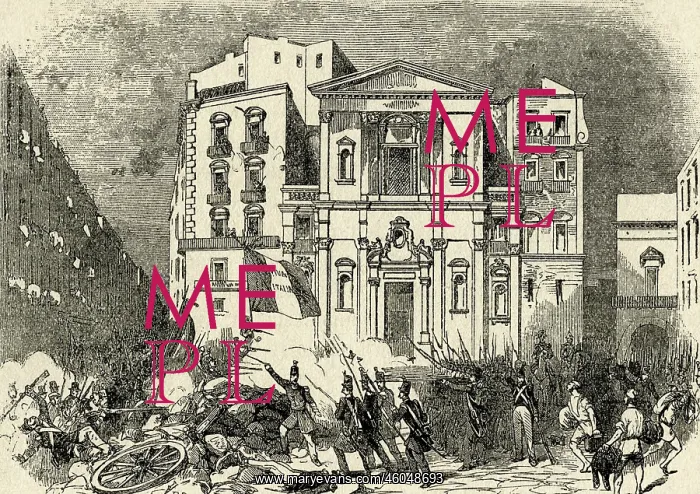 : Engraving of the Italian Revolution in Naples : Engraving of the Italian Revolution in Naples