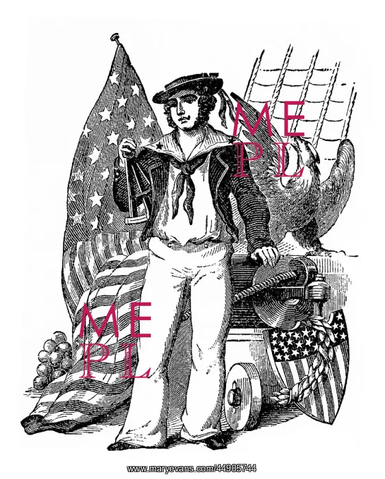 : Engraving Of Old-Time Sailor Holding : Engraving Of Old-Time Sailor Holding
