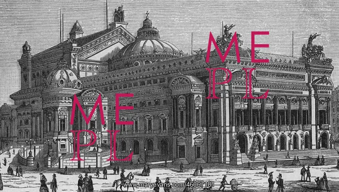 : Engraving of the opera theatre, built by Charles Garnier : Engraving of the opera theatre, built by Charles Garnier