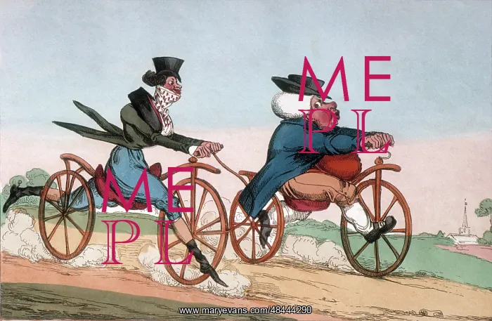 : Engraving of Pedestrian Hobby Bicycle : Engraving of Pedestrian Hobby Bicycle