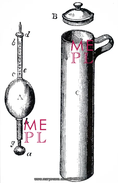 : An engraving of a Saccharometer and assay jar : An engraving of a Saccharometer and assay jar
