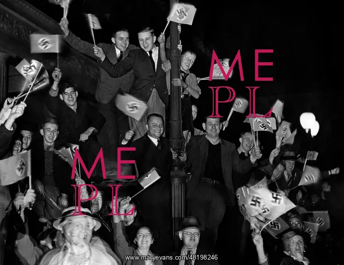 : Enthusiastic crowds listen to a speech of Adolf Hitler, 1938 : Enthusiastic crowds listen to a speech of Adolf Hitler, 1938
