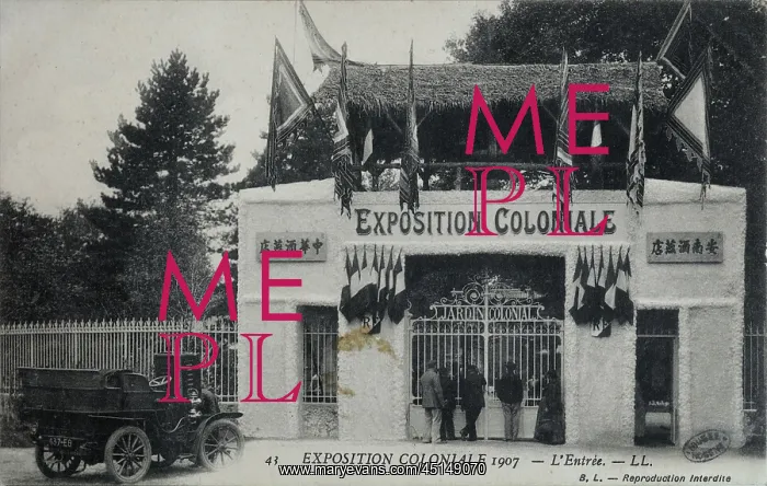 : Entrance, 1907 Colonial Exhibition, Jardin d'Agronomie : Entrance, 1907 Colonial Exhibition, Jardin d'Agronomie