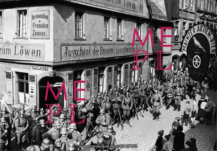: Entry of German soldiers into Mainz, 1936 : Entry of German soldiers into Mainz, 1936