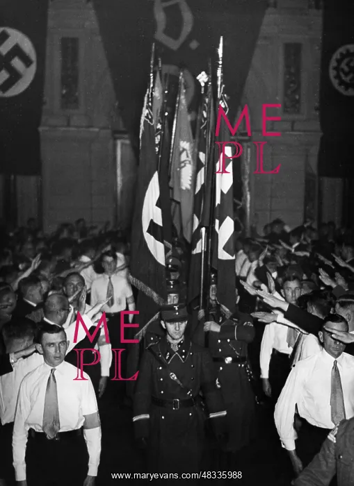 : Entry of the SA flags in the Saalbau Friedrichshain, 1935 : Entry of the SA flags in the Saalbau Friedrichshain, 1935