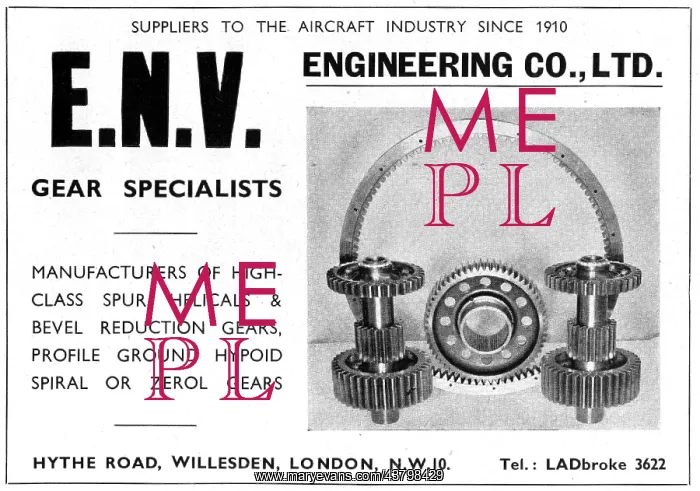 : ENV Engineering, Willesden. Gear Specialists & Manufacturers : ENV Engineering, Willesden. Gear Specialists & Manufacturers