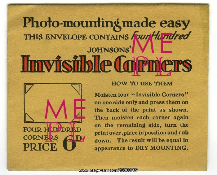 : Envelope, Johnsons invisible photo corners : Envelope, Johnsons invisible photo corners