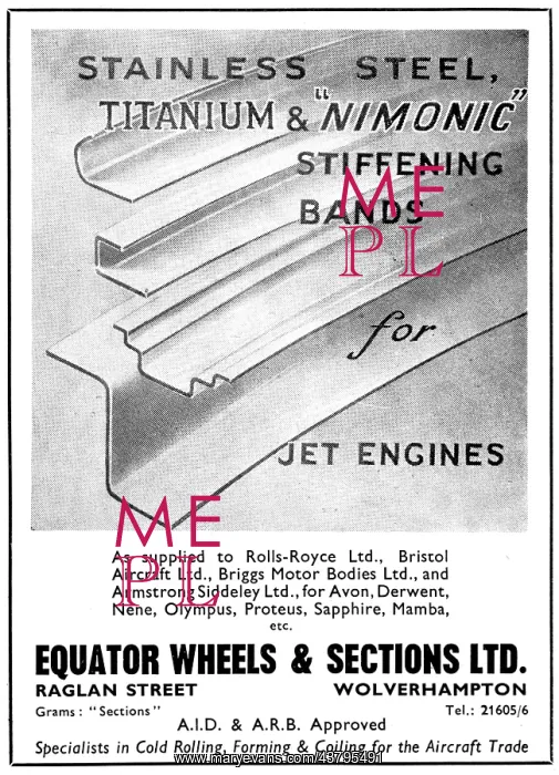 : Equator Wheels & Sections - Nimonic Stiffening Bands : Equator Wheels & Sections - Nimonic Stiffening Bands