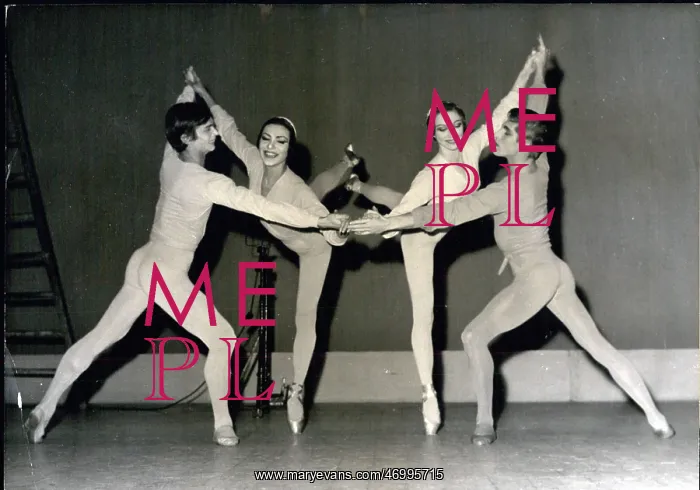 : Erik Bruhn, Danish ballet dancer, with three other dancers : Erik Bruhn, Danish ballet dancer, with three other dancers