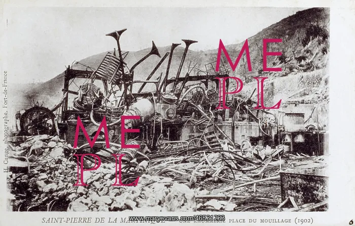 : Eruption of Mt. Pelee - Devastation at Saint-Pierre : Eruption of Mt. Pelee - Devastation at Saint-Pierre